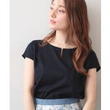 ネイビー(094) | 【接触冷感】ビジューキーネックフレンチトップス《UVケア 洗濯機OK XS～3L | index