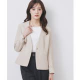 グレージュ(050) | ストレッチノーカラージャケット セットアップ対応 | index