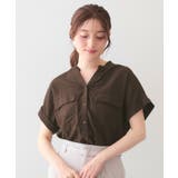 ブラウン(844) | 【接触冷感】ダブルポケットスキッパーブラウス《吸水速乾 防シワ 洗濯機OK | index
