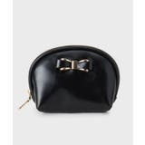 ブラック(019) | リボンモチーフ付きシェル型ポーチ | index