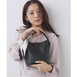 ブラック(019) | ストライプスカーフ付きミドルバッグ【2WAY】 | index