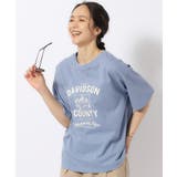 ブルー(392) | 【洗える/プチプラ/綿100%】グラフィック半袖ゆるTシャツ | SHOO・LA・RUE