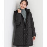 ブラック(019) | 自然にくびれる あったかダイヤ柄キルトコート | SHOO・LA・RUE