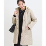 ライトベージュ(051) | 自然にくびれる あったかダイヤ柄キルトコート | SHOO・LA・RUE