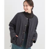 ブラック(019) | ノーカラーリバーシブル中綿ブルゾン | SHOO・LA・RUE