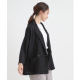 【S-LL/ひんやり】さらっとしたタッチが心地よい ダブルブレストジャケット | SHOO・LA・RUE | 詳細画像2