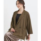 ブラウン(043) | 【S-LL/ひんやり】さらっとしたタッチが心地よい ダブルブレストジャケット | SHOO・LA・RUE