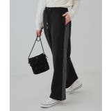 ブラック(019) | 【S-LL】脚のラインをきれいに見せる サイドライン起毛イージーパンツ | SHOO・LA・RUE