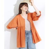 オレンジ(067) | 【S-LL】一枚で着映え バルーンスリーブブラウス | SHOO・LA・RUE