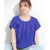 ブルー(093) | インせず決まる 異素材使い デザイントップス | SHOO・LA・RUE