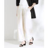 ホワイト(001) | 【S-LL】華やかさをプラスする 裾刺繍ストレートパンツ | SHOO・LA・RUE