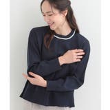 ネイビー(094) | 【洗濯機可/S-LL】体型カバーが叶う スポンディッシュ パイピングニット | SHOO・LA・RUE