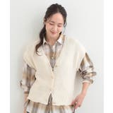 【S-LL/洗濯機可】気軽にレイヤード ざっくり前開きニットベスト | SHOO・LA・RUE | 詳細画像1 