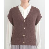 【S-LL/洗濯機可】気軽にレイヤード ざっくり前開きニットベスト | SHOO・LA・RUE | 詳細画像13 