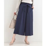 ネイビー(094) | 【洗濯機可/S-LL】ハイウエストで美脚見え リボンワイドパンツ | SHOO・LA・RUE