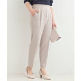 グレージュ(050) | 【洗濯機可/S-LL】ベルト風デザインがアクセント きれい見えテーパードパンツ | SHOO・LA・RUE