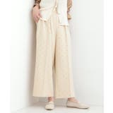 アイボリー(604) | 【S-LL】きれい見えも叶う フロッキードットワイドパンツ | SHOO・LA・RUE