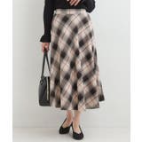 ライトベージュ(251) | 【S-LL】立体感が際立つ モールチェックフレアスカート | SHOO・LA・RUE