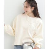 オフホワイト(003) | 【S-LL】美しいシルエット お花ロープ刺繍ダンボールトップス | SHOO・LA・RUE