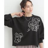 ブラック(019) | 【S-LL】美しいシルエット お花ロープ刺繍ダンボールトップス | SHOO・LA・RUE