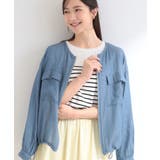 ブルー(092) | 【S-LL】優しく透ける 柔らかシアーデニムブルゾン | SHOO・LA・RUE