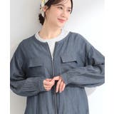 ネイビー(094) | 【S-LL】優しく透ける 柔らかシアーデニムブルゾン | SHOO・LA・RUE