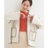 オフホワイト(003) | ステッチ襟付きジップニットカーディガン | SHOO・LA・RUE