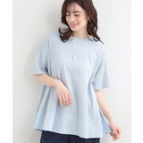 サックスブルー(090) | 【ひんやり/UV/抗菌防臭】体型カバーも叶う 裾切り替えAライントップス | SHOO・LA・RUE