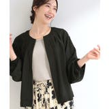 ブラック(019) | 【洗濯機可/UV/S-LL】程よい透け感 襟元タック シアーブルゾン | SHOO・LA・RUE