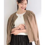 モカブラウン(042) | 【洗濯機可/UV/S-LL】程よい透け感 襟元タック シアーブルゾン | SHOO・LA・RUE