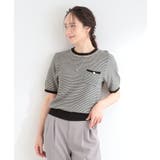 【洗濯機可/S-LL】金ボタンが上品 カノコ編み配色クルーネックニット | SHOO・LA・RUE | 詳細画像5 