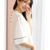 ホワイト(001) | 配色ラインニットTシャツ | SHOO・LA・RUE