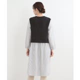 【S-LL/体型カバー】ストライプ柄ドッキングワンピース | SHOO・LA・RUE | 詳細画像2 