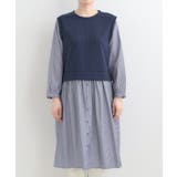 【S-LL/体型カバー】ストライプ柄ドッキングワンピース | SHOO・LA・RUE | 詳細画像13 