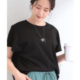 ブラック(019) | 【S-LL/洗濯機可】異素材切り替え ひんやりTシャツ | SHOO・LA・RUE