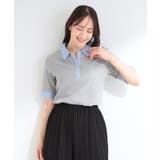 【洗濯機可/S-LL】シャツレイヤード風 テレコポロトップス | SHOO・LA・RUE | 詳細画像1 
