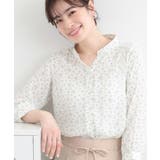 ホワイト(701) | 【S-LL/7分袖】首元をすっきり魅せる 大人の上品サテンブラウス | SHOO・LA・RUE