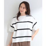 【SHOO ICE】ひんやり太ボーダー斜め切り替えTシャツ | SHOO・LA・RUE | 詳細画像1 