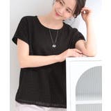 ブラック(019) | 【ひんやり/UV/S-LL】1枚で華やか 前後切り替えレースTシャツ | SHOO・LA・RUE