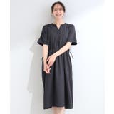 【洗濯機可/S-LL】これだけで決まる 麻調スキッパー脇リボンワンピース | SHOO・LA・RUE | 詳細画像1
