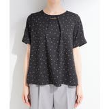 【S-LL/洗濯機可】メタルバーがアクセント アクセいらずのドット柄ブラウス | SHOO・LA・RUE | 詳細画像13