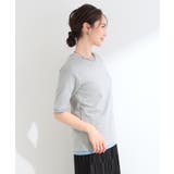 【S-LL/洗濯機可】二の腕隠れる 配色レイヤード風 5分袖Tシャツ | SHOO・LA・RUE | 詳細画像2 