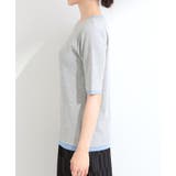 【S-LL/洗濯機可】二の腕隠れる 配色レイヤード風 5分袖Tシャツ | SHOO・LA・RUE | 詳細画像14 