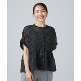 【体型カバー/洗濯機可】二の腕とお腹周りが隠せる シアーペプラムブラウス | SHOO・LA・RUE | 詳細画像5