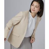 グレージュ(050) | 【セレモニー/通勤/S-3L】カットジョーゼット ノーカラージャケット | SHOO・LA・RUE