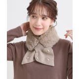 ファー×パール風付きニットティペット | SHOO・LA・RUE | 詳細画像1 