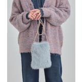 ブルー(092) | ラメ入りファーが目を惹く ミニショルダーバッグ | SHOO・LA・RUE