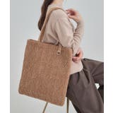 トープ(054) | ラメ格子柄スクエアトートバッグ | SHOO・LA・RUE