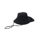 ブラック(019) | 【撥水／UVカット】シェード付きポケッタブルハット【あご紐つき／サイズ調整】 | SHOO・LA・RUE