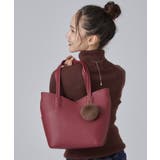 ボルドー(064) | フェイクファーポンポン付きカッティングトートバッグ | SHOO・LA・RUE